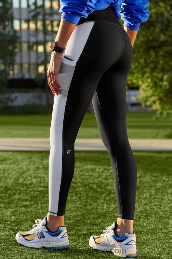legging taille haute powerhold nomade 40 femmes Fabletics 404P0T743 noir/blanc classique