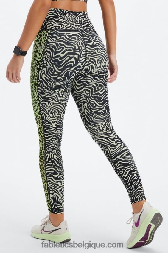 legging taille haute powerhold nomade 40 femmes Fabletics 404P0T744 zèbre marbré/surligneur guépard ondulé