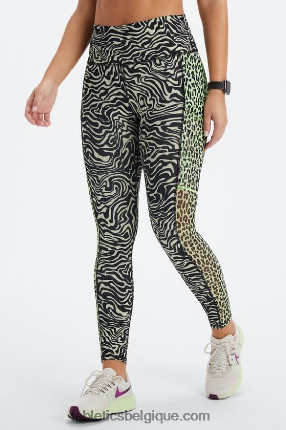 legging taille haute powerhold nomade 40 femmes Fabletics 404P0T744 zèbre marbré/surligneur guépard ondulé