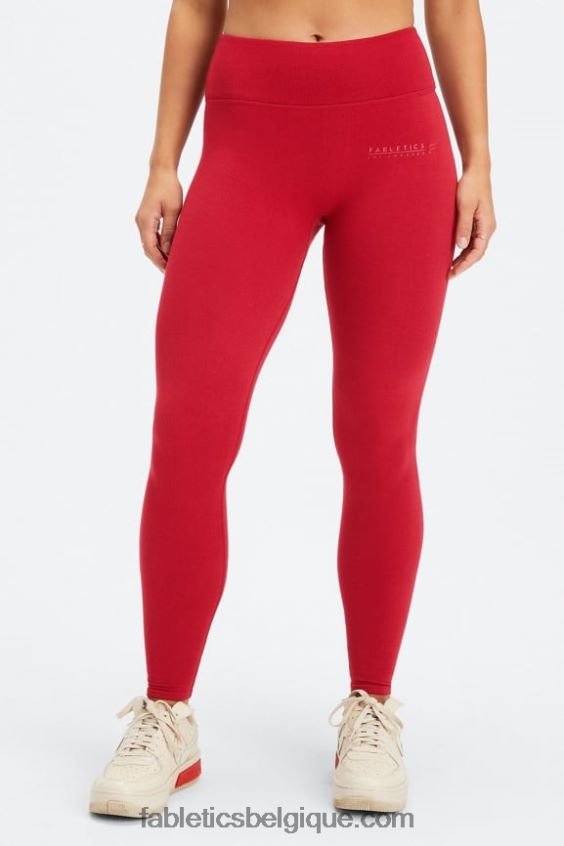 legging à taille haute sans couture femmes Fabletics 404P0T833 barre de logo rouge foncé/la