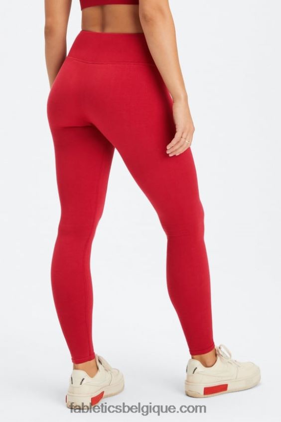 legging à taille haute sans couture femmes Fabletics 404P0T833 barre de logo rouge foncé/la
