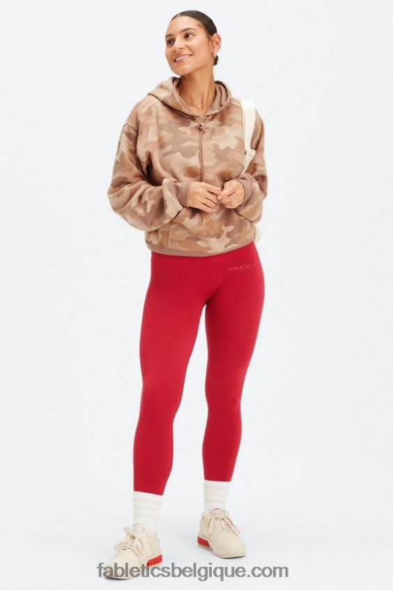 legging à taille haute sans couture femmes Fabletics 404P0T833 barre de logo rouge foncé/la
