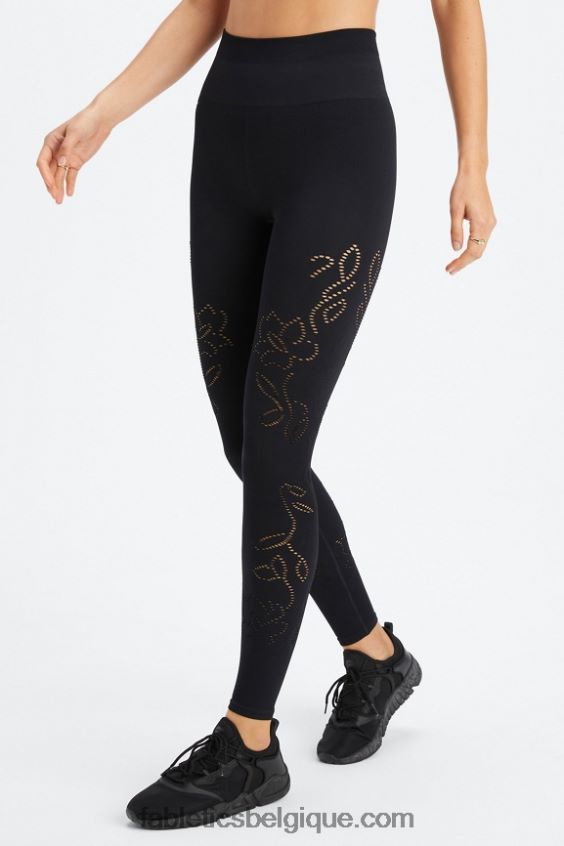 legging taille haute sans coutures en dentelle femmes Fabletics 404P0T1087 noir