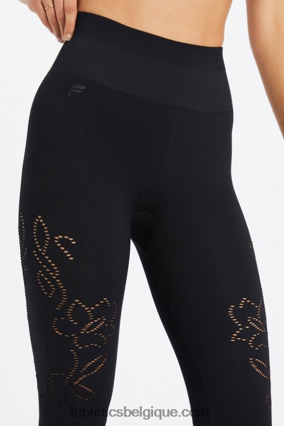 legging taille haute sans coutures en dentelle femmes Fabletics 404P0T1087 noir
