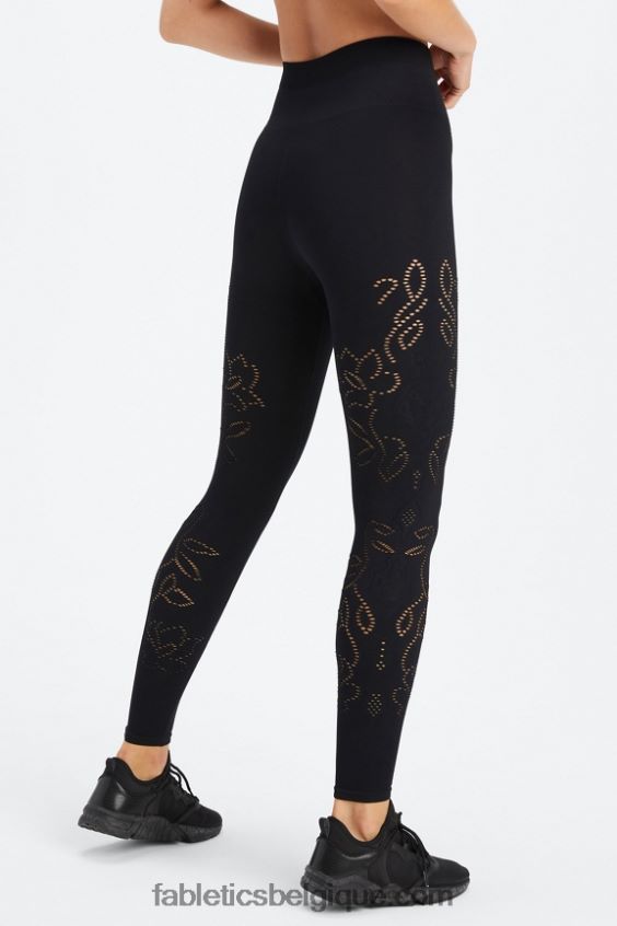 legging taille haute sans coutures en dentelle femmes Fabletics 404P0T1087 noir
