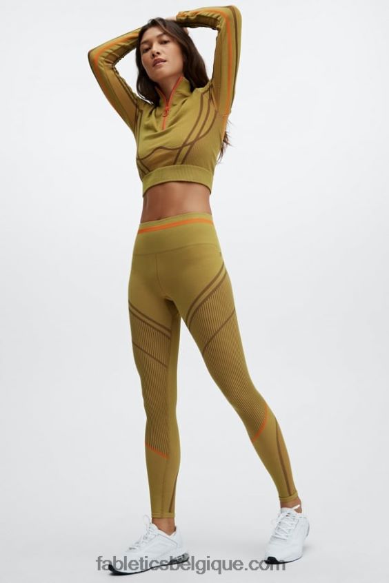 legging taille haute sans coutures en jacquard femmes Fabletics 404P0T1210 olive chaude/multi