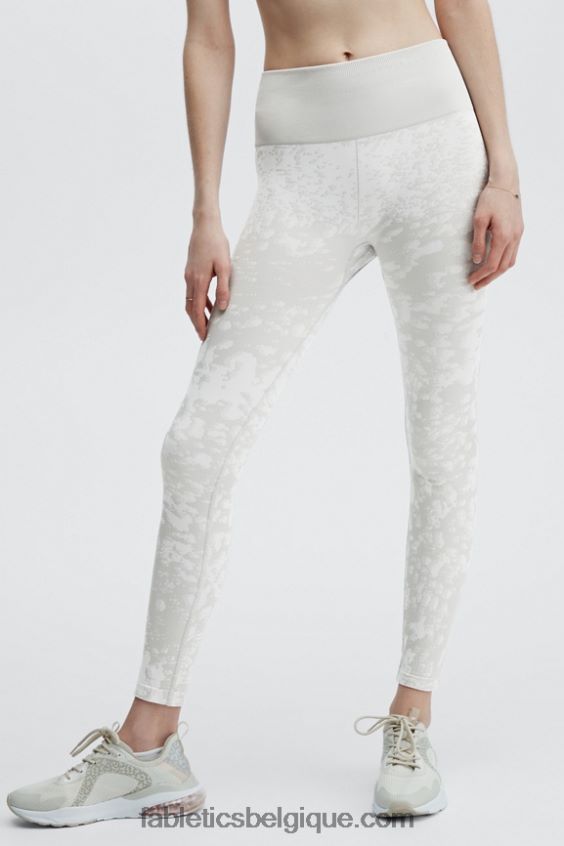 legging à taille haute sans coutures femmes Fabletics 404P0T1195 gris clair/blanc