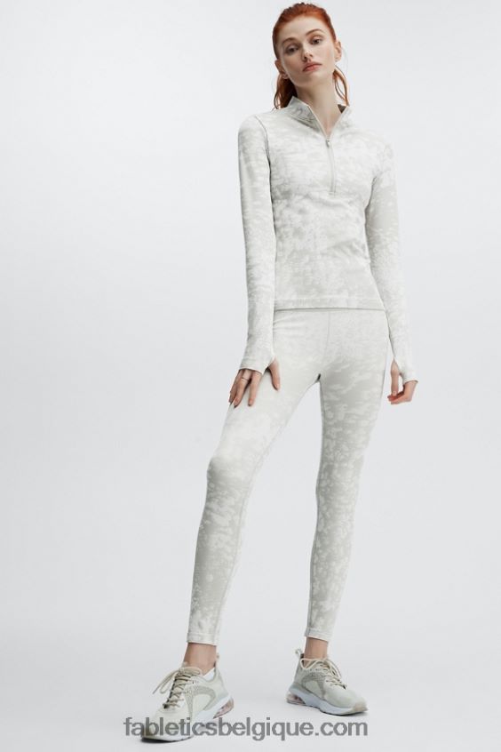 legging à taille haute sans coutures femmes Fabletics 404P0T1195 gris clair/blanc