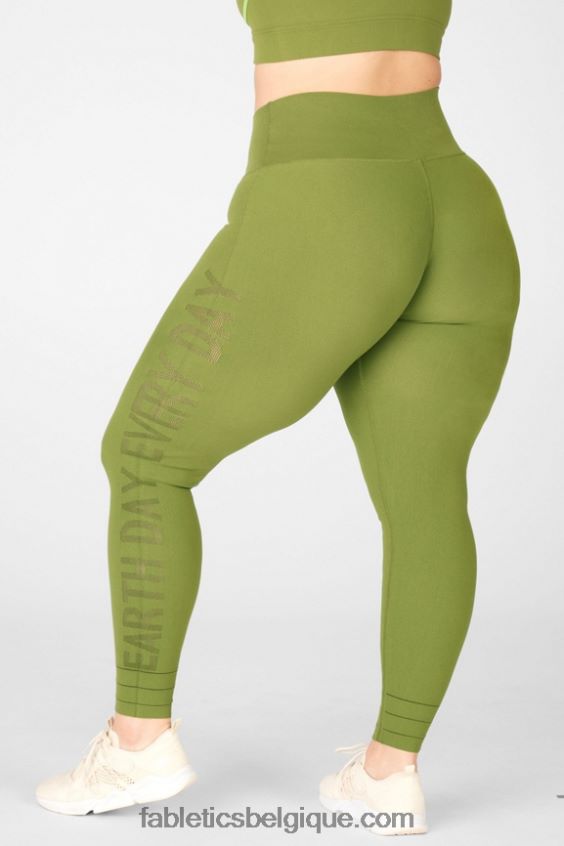 legging terre taille haute en maille sculpturale femmes Fabletics 404P0T1314 basilic/grizzly