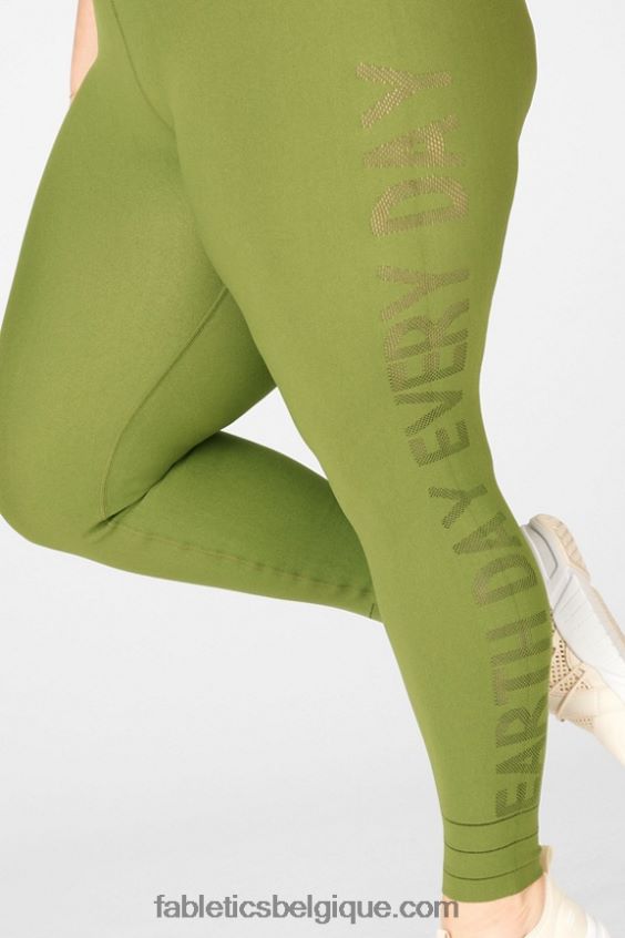 legging terre taille haute en maille sculpturale femmes Fabletics 404P0T1314 basilic/grizzly