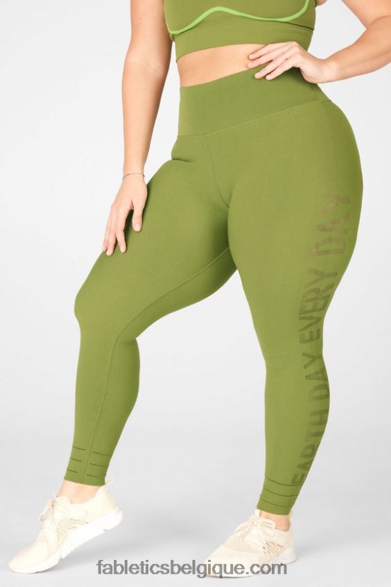 legging terre taille haute en maille sculpturale femmes Fabletics 404P0T1314 basilic/grizzly