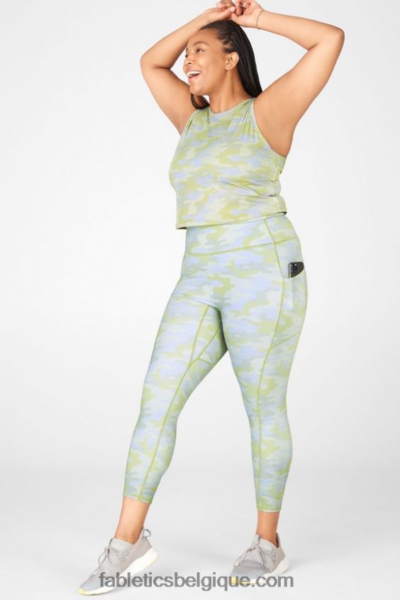 motion365 legging taille haute 7/8 femmes Fabletics 404P0T1162 camouflage gris à pois