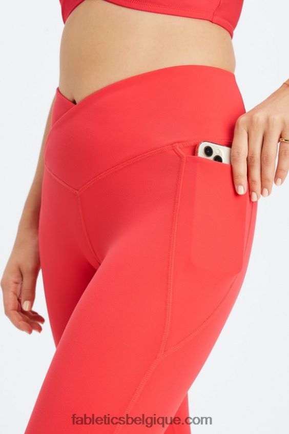 oasis pureluxe hw crossover 7/8 legging femmes Fabletics 404P0T931 rouge fraise