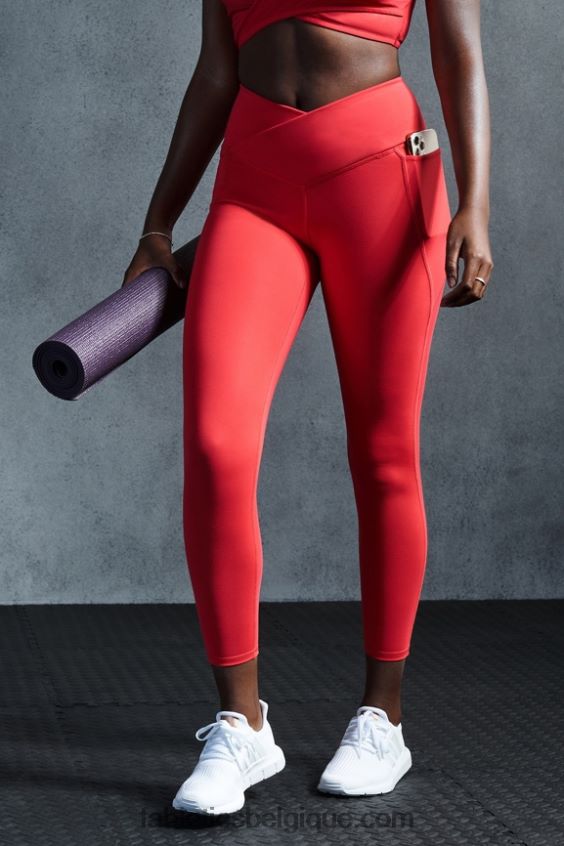 oasis pureluxe hw crossover 7/8 legging femmes Fabletics 404P0T931 rouge fraise