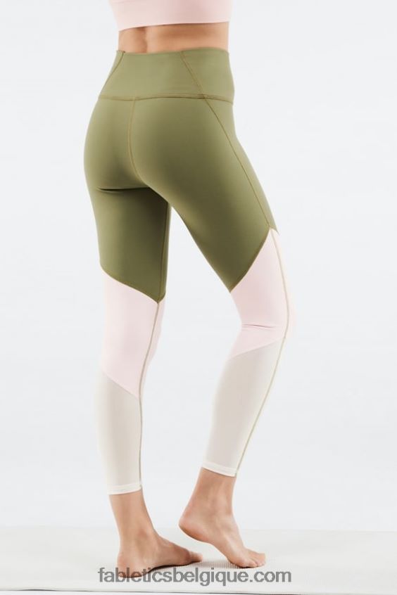 zone taille haute 7/8 femmes Fabletics 404P0T1053 eucalyptus/nuage rose/noix de coco