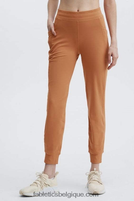 jogger de poche taille haute thermaflex femmes Fabletics 404P0T62 peluche rose/noir
