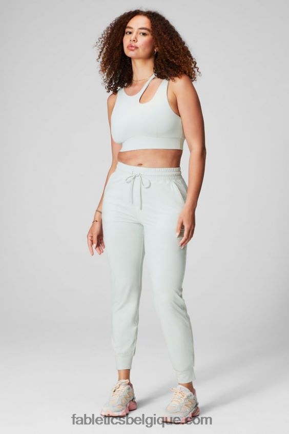 jogger performant à taille haute femmes Fabletics 404P0T37 gris clair chiné/latte