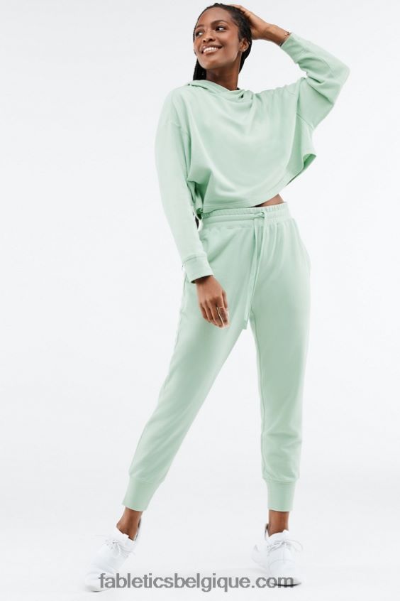 jogging éponge de luxe 3 femmes Fabletics 404P0T26 indigo délavé/blanc