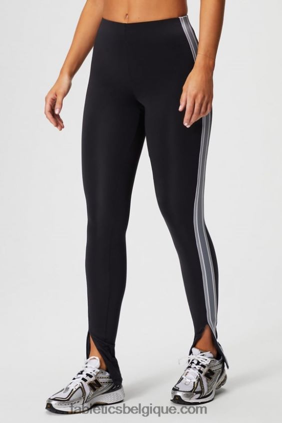 motion365+ pantalon à rayures torsadées femmes Fabletics 404P0T47 noir/nuage de pluie