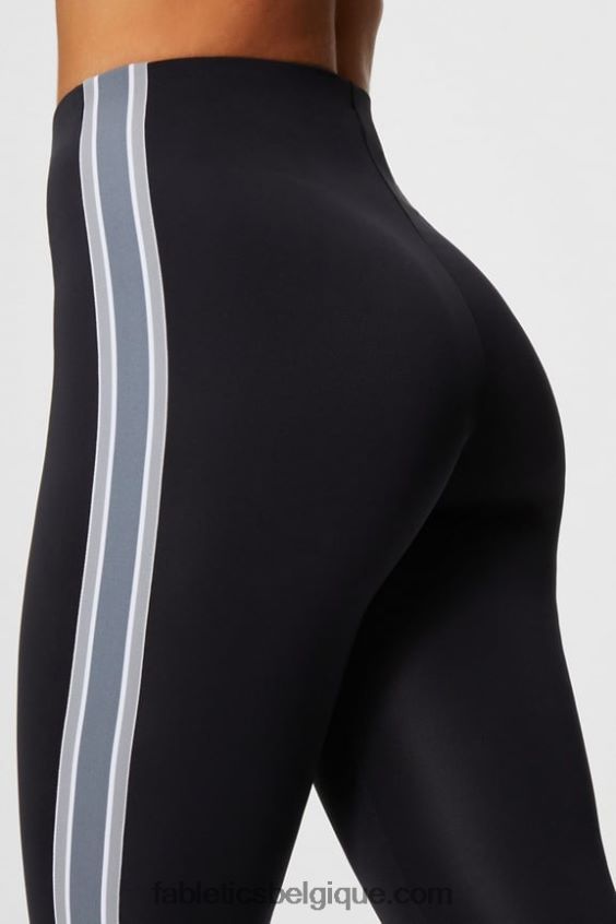 motion365+ pantalon à rayures torsadées femmes Fabletics 404P0T47 noir/nuage de pluie