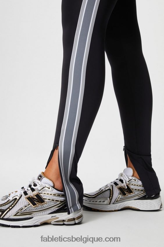 motion365+ pantalon à rayures torsadées femmes Fabletics 404P0T47 noir/nuage de pluie