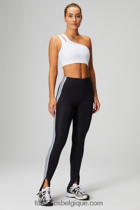 motion365+ pantalon à rayures torsadées femmes Fabletics 404P0T47 noir/nuage de pluie