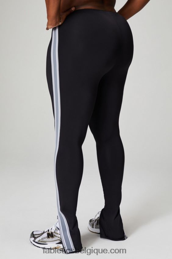 motion365+ pantalon à rayures torsadées femmes Fabletics 404P0T48 noir/nuage de pluie