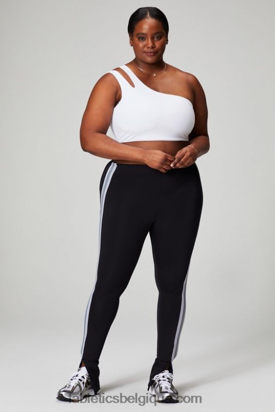 motion365+ pantalon à rayures torsadées femmes Fabletics 404P0T48 noir/nuage de pluie