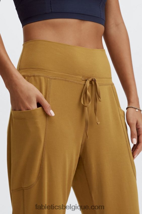 pantalon à cordon de serrage en maille élégante femmes Fabletics 404P0T154 noir/blanc classique