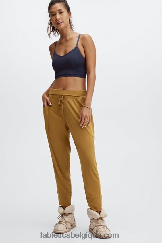 pantalon à cordon de serrage en maille élégante femmes Fabletics 404P0T154 noir/blanc classique