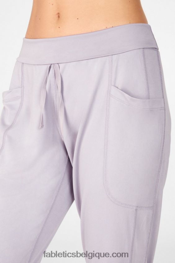 pantalon à cordon de serrage en maille élégante femmes Fabletics 404P0T156 noir/fumé