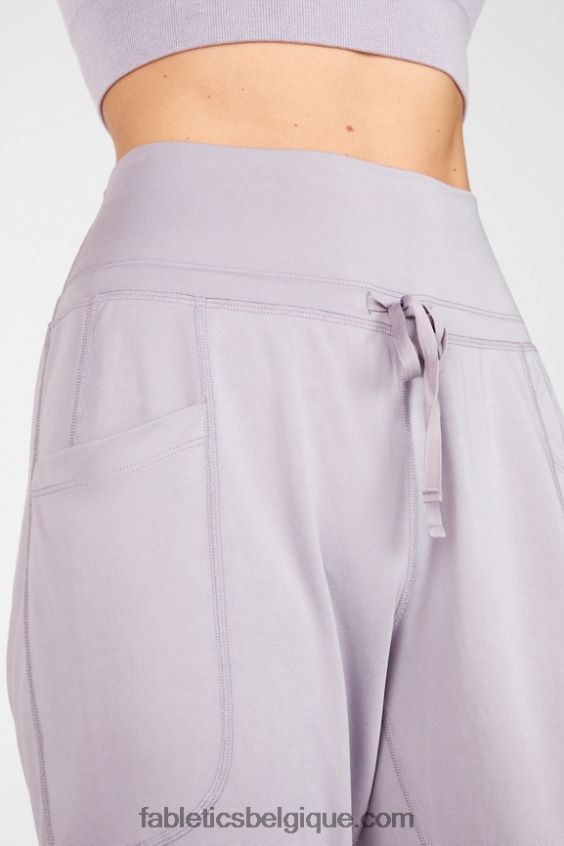 pantalon à cordon de serrage en maille élégante femmes Fabletics 404P0T156 noir/fumé
