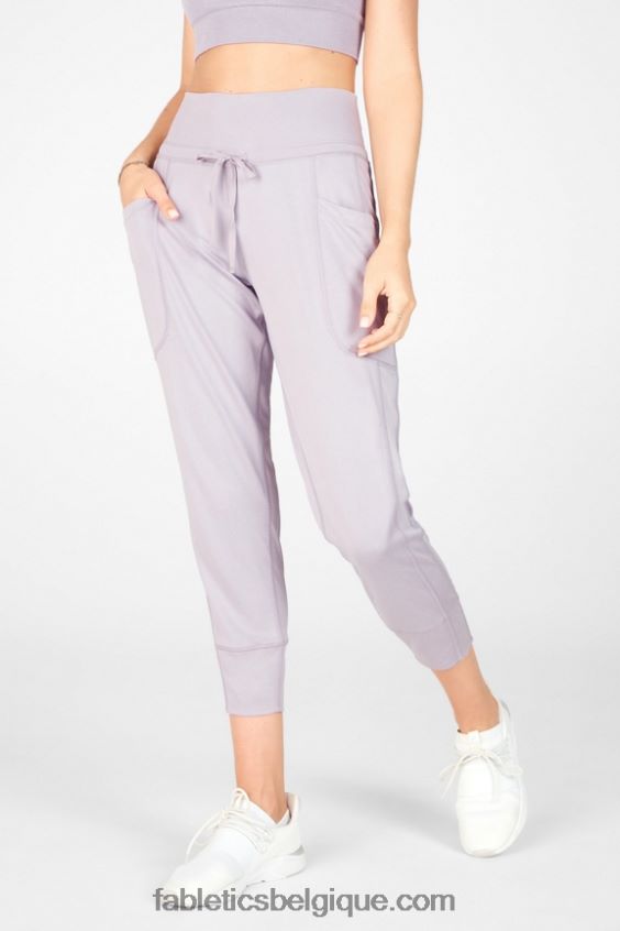 pantalon à cordon de serrage en maille élégante femmes Fabletics 404P0T156 noir/fumé