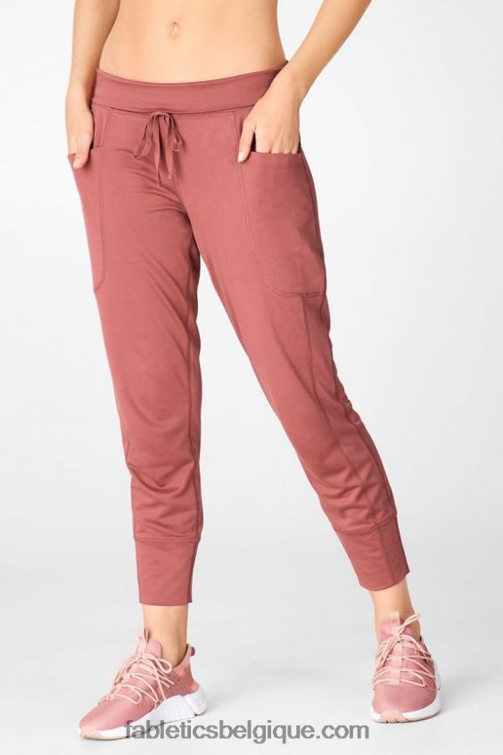 pantalon à cordon de serrage en maille élégante femmes Fabletics 404P0T159 peluche rose/violette/tapioca