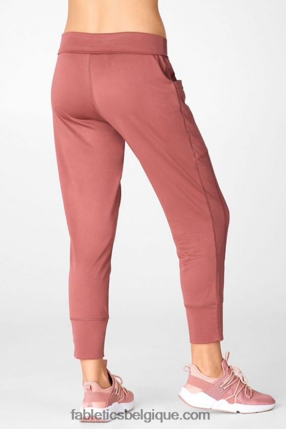 pantalon à cordon de serrage en maille élégante femmes Fabletics 404P0T159 peluche rose/violette/tapioca