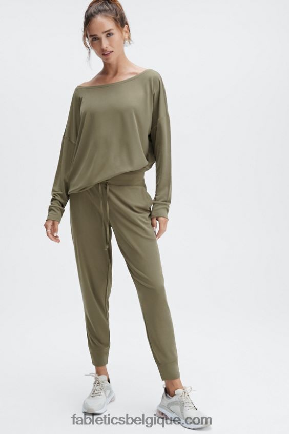 pantalon à cordon de serrage en tricot éco-élégant femmes Fabletics 404P0T100 logo terrazzo/réfléchissant
