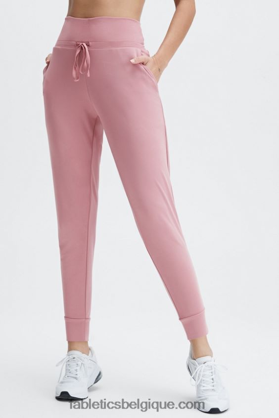 pantalon à cordon de serrage en tricot éco-élégant femmes Fabletics 404P0T101 bleu marine/logo réfléchissant
