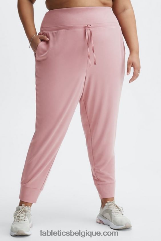 pantalon à cordon de serrage en tricot éco-élégant femmes Fabletics 404P0T102 bleu marine/logo réfléchissant