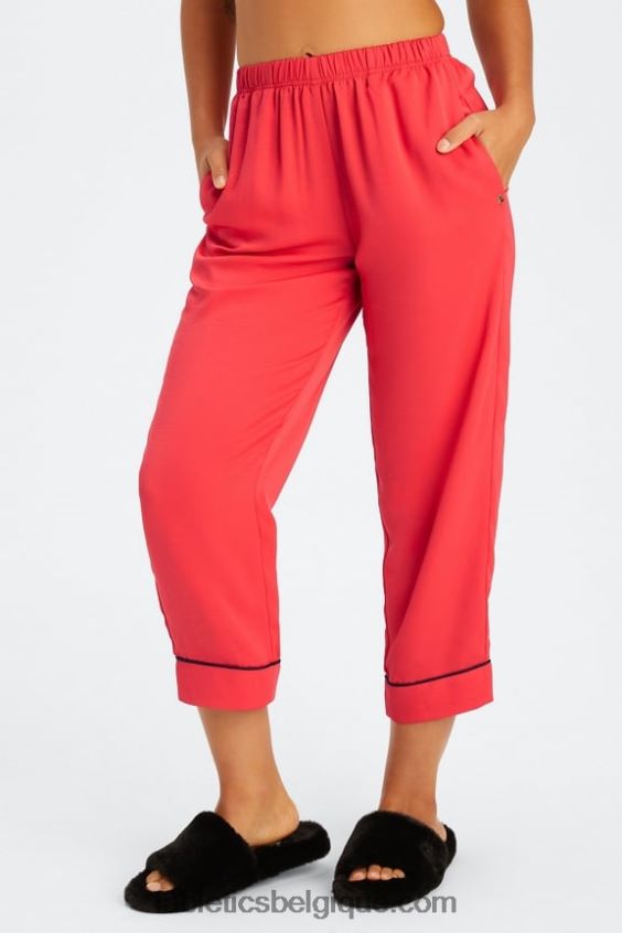 pantalon court ecosatin femmes Fabletics 404P0T51 rouge fraise/noir