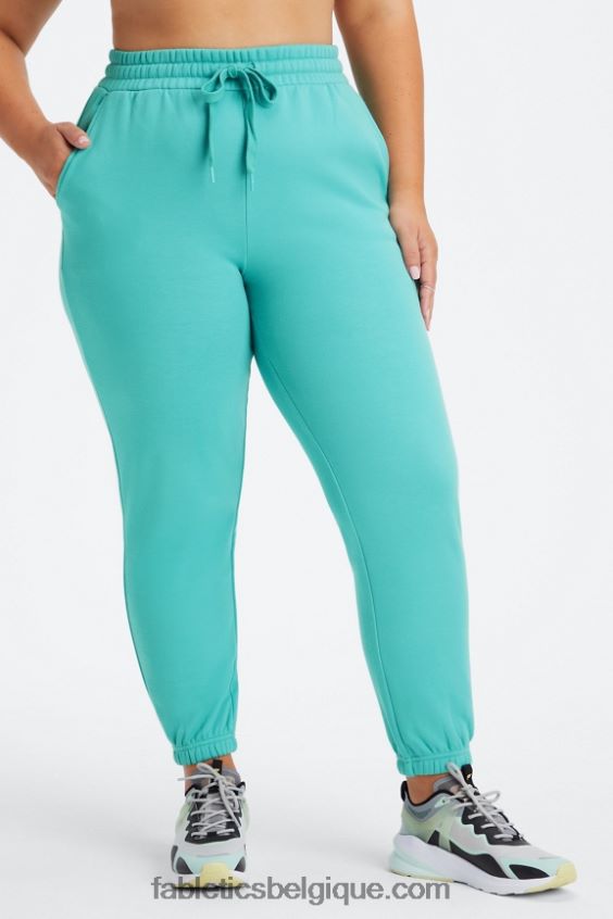 pantalon de survêtement classique eco go-to femmes Fabletics 404P0T90 cyan foncé/avoine