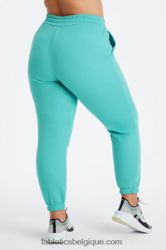 pantalon de survêtement classique eco go-to femmes Fabletics 404P0T90 cyan foncé/avoine