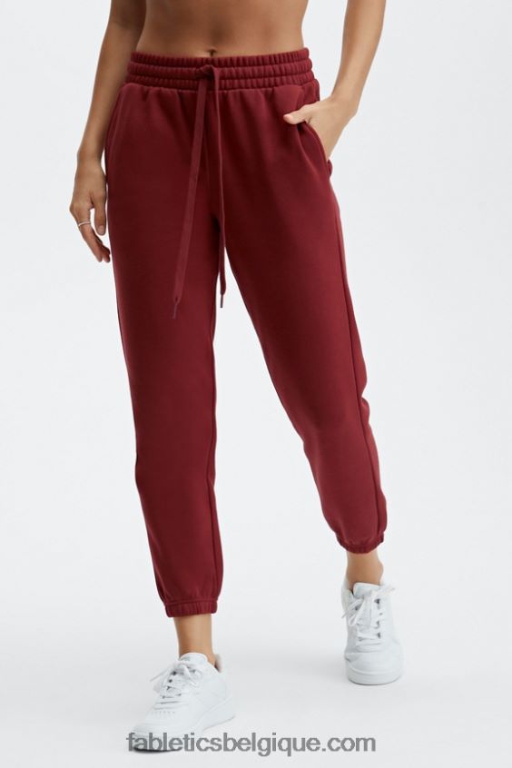 pantalon de survêtement classique incontournable femmes Fabletics 404P0T167 barre de logo rouge foncé/la