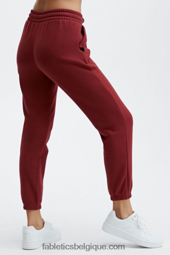 pantalon de survêtement classique incontournable femmes Fabletics 404P0T167 barre de logo rouge foncé/la