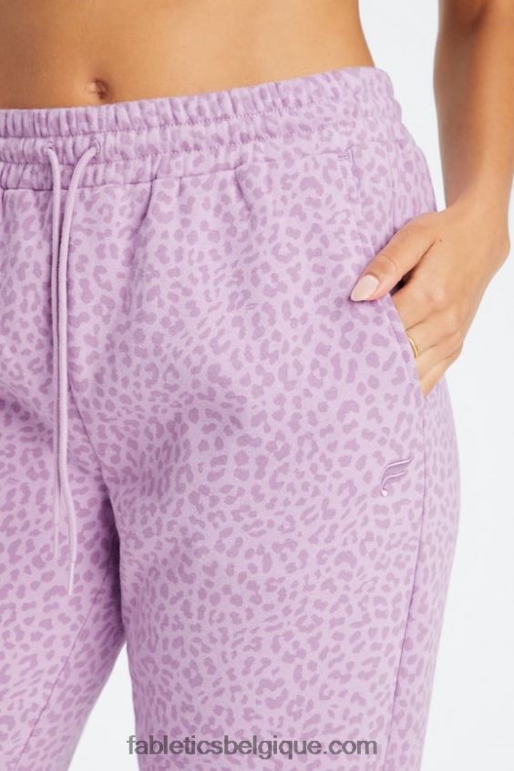pantalon de survêtement en polaire pour toujours femmes Fabletics 404P0T72 orchidée léopard bicolore/lavande chaude