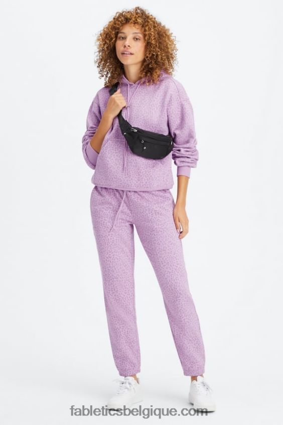 pantalon de survêtement en polaire pour toujours femmes Fabletics 404P0T72 orchidée léopard bicolore/lavande chaude