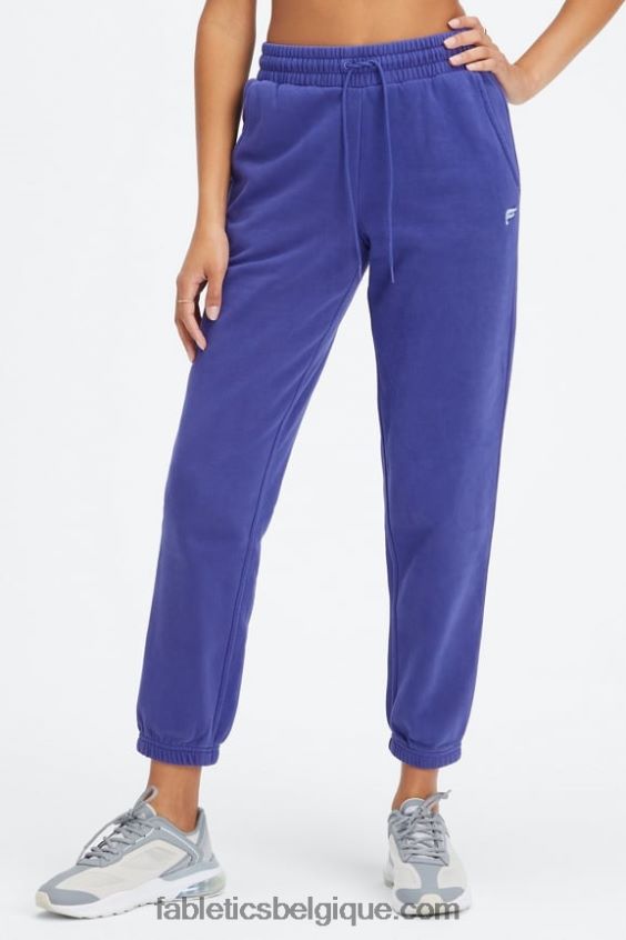 pantalon de survêtement en polaire pour toujours femmes Fabletics 404P0T74 indigo délavé/blanc