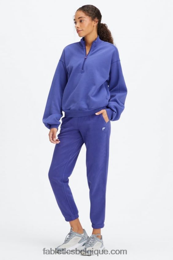pantalon de survêtement en polaire pour toujours femmes Fabletics 404P0T74 indigo délavé/blanc