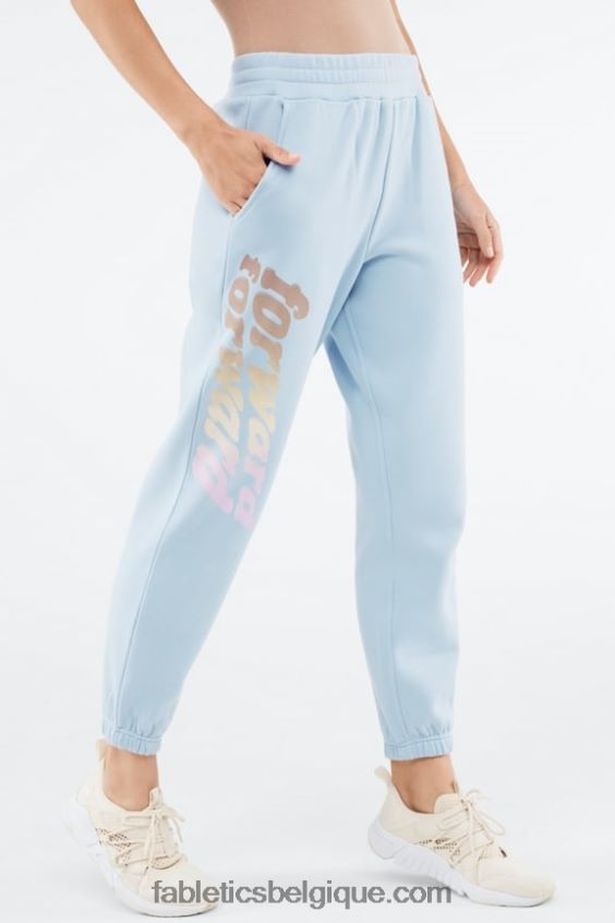 pantalon de survêtement graphique reina femmes Fabletics 404P0T145 pierre bleue/avant