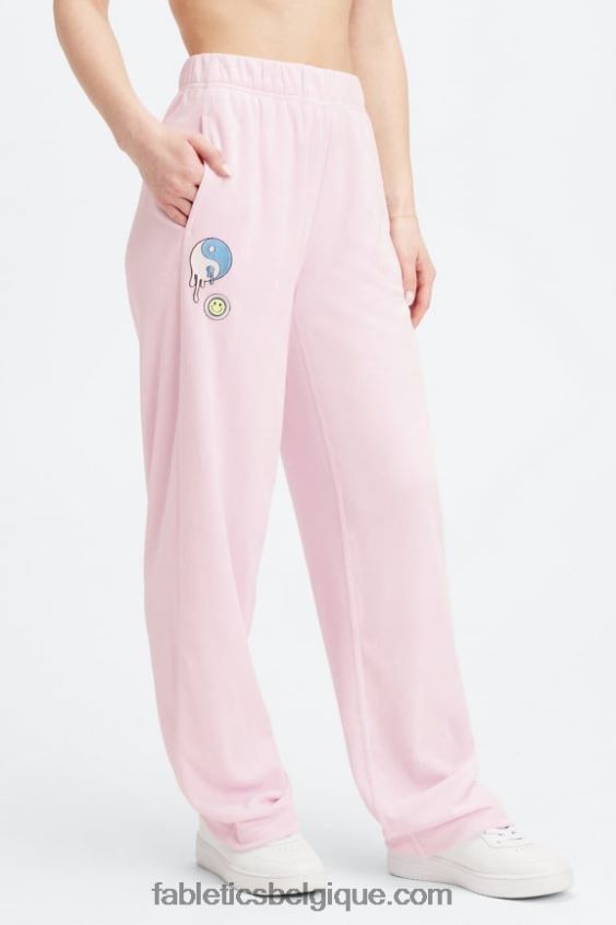 pantalon de survêtement large en tissu éponge femmes Fabletics 404P0T136 évasion rose grande folie estivale/argent réfléchissant