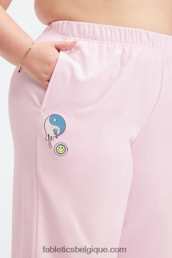 pantalon de survêtement large en tissu éponge femmes Fabletics 404P0T137 léopard corail/argent réfléchissant